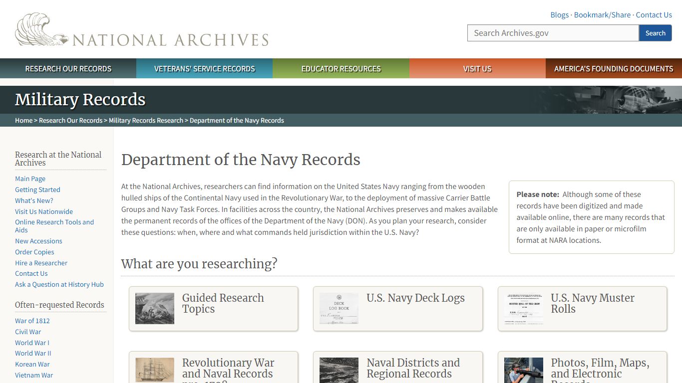 Department of the Navy Records | National Archives